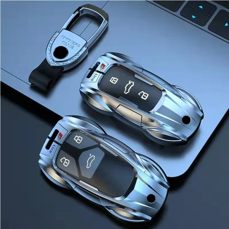 

Zinc Alloy Car Key Case Cover with Boutique Metal Leather Keychain for AUDI A6 A4 A3 Q2 Q3 Q5 Q7 A7 A8 Car Key Shell Accessories
