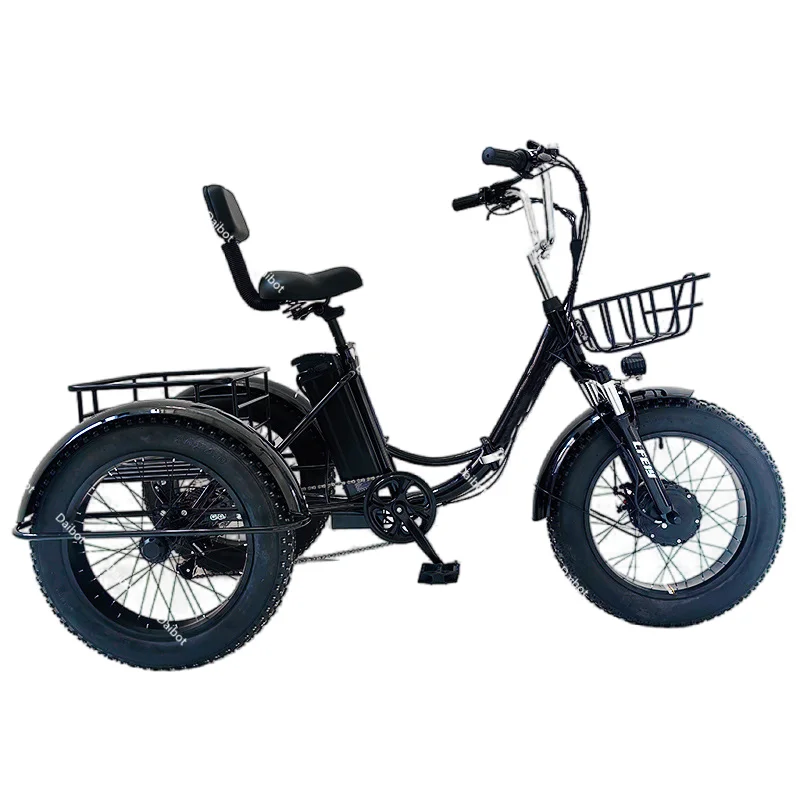3-Rad-Fatbike-Elektrofahrrad für Männer, zusammenklappbar, hochwertig, 48 V, 500 W, Fat Tire, elektrisches Dreirad für Erwachsene, Lastenfahrrad mit Korb