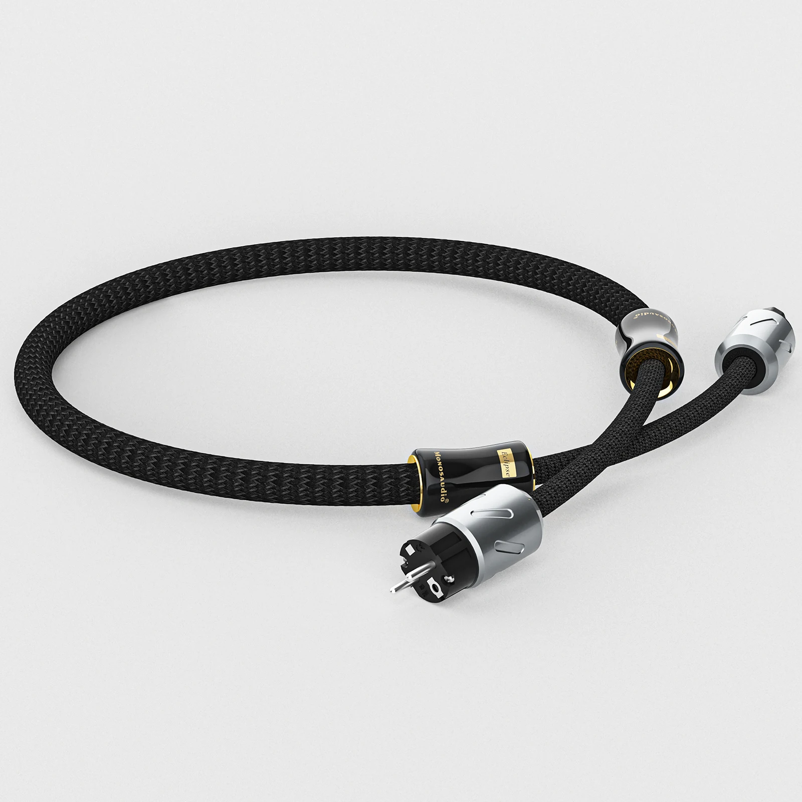 Monosaudio Eclipse Reference Series 6N AC-Schuko-Stromkabel aus reinem Silber, Netzkabel mit rhodiniertem EU/US/AU-Netzstecker – Detail 5
