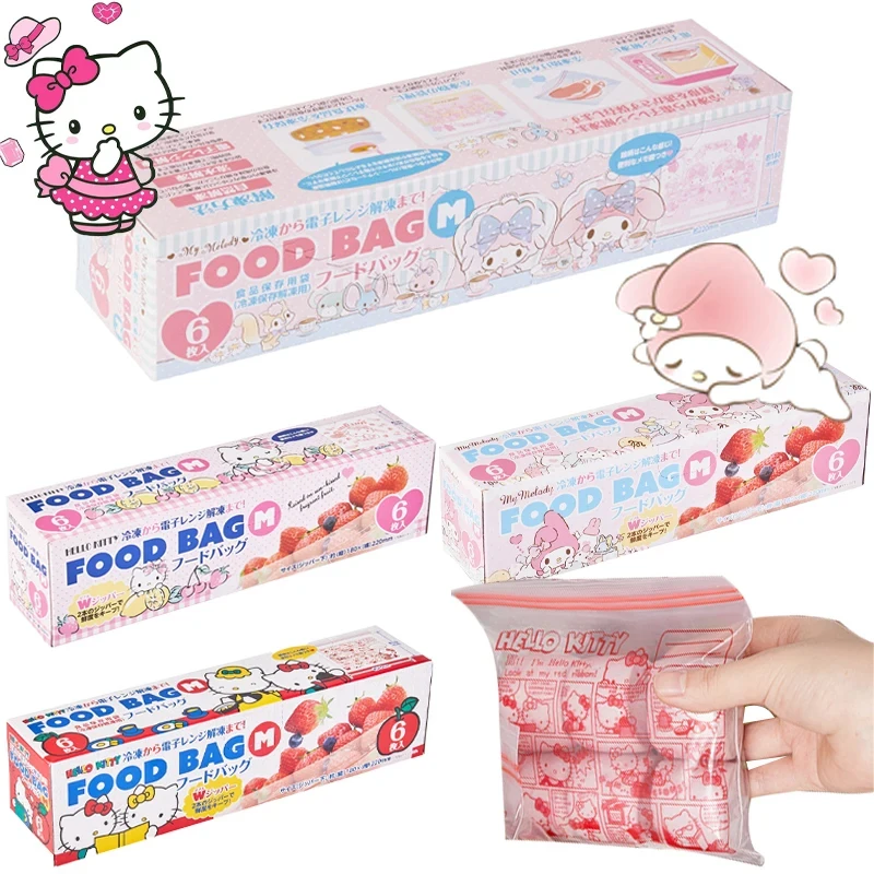 

Милый пакет Sanrio Ziploc Hello Kitty Melody герметичный пакет Гудетама мультяшный пакет для сохранения свежести в холодильнике пакет для хранения продуктов