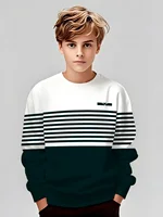 الخريف الكلاسيكية Boyst-قميص في الهواء الطلق جولة الرقبة طويلة الأكمام أعلى شريط ثلاثية الأبعاد طباعة الشارع فضفاض تي شيرت الراحة ملابس الأطفال 4