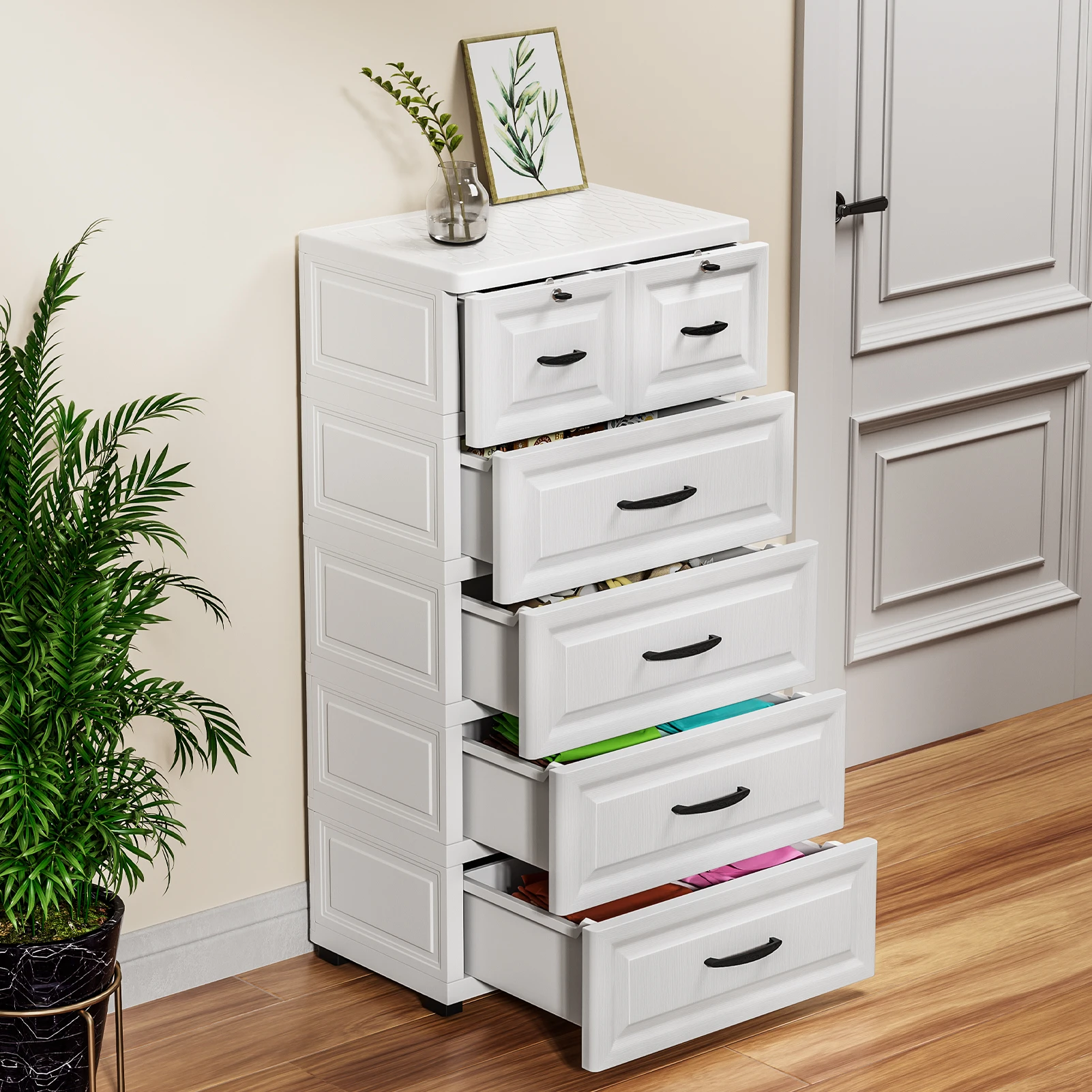 5 Drawer Chest Dressers Storage Cabinet Wooden Dresser Mobile Cabinet Locker Living Room Organizer Small Drawer Home Office