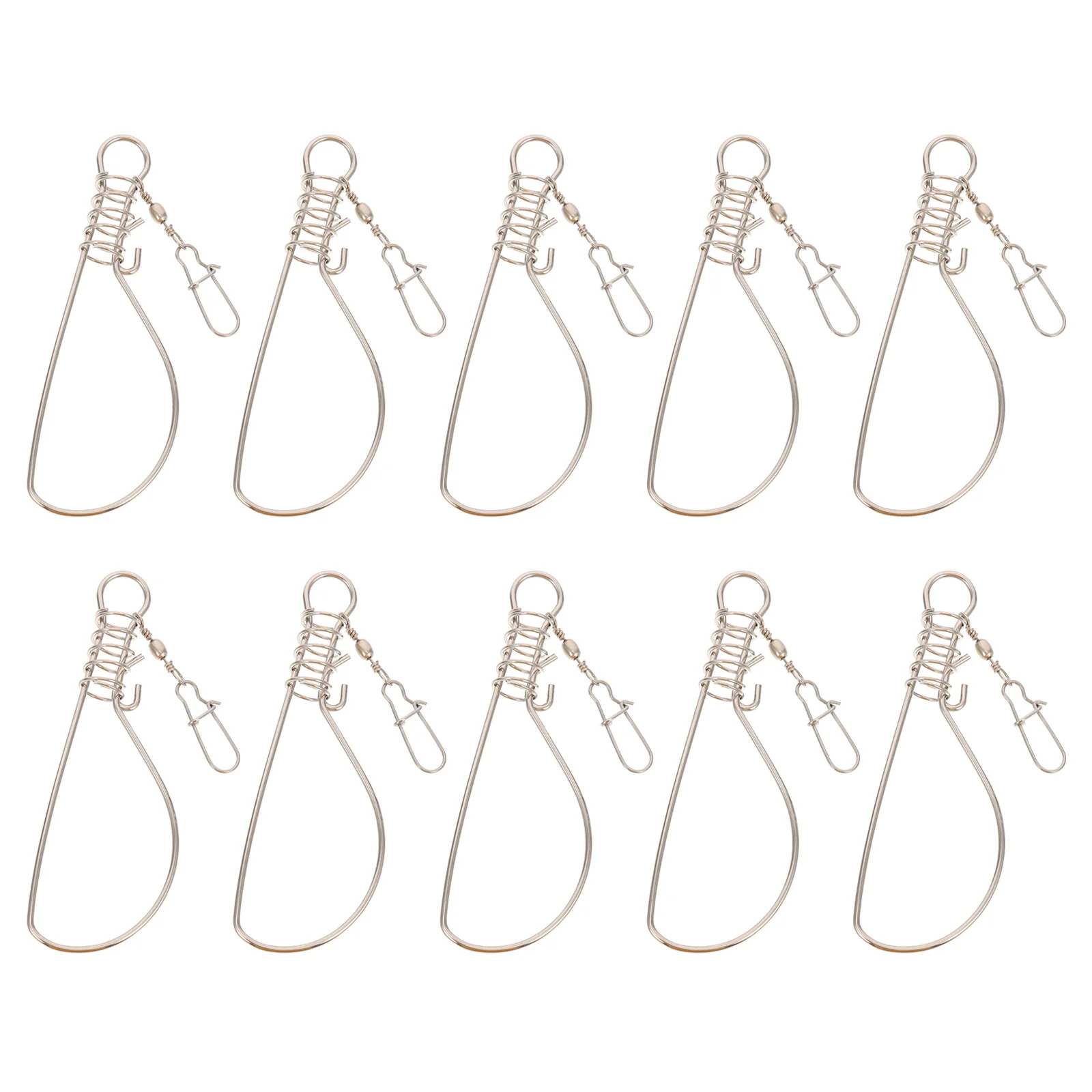 

10 Pcs Live Fish Button Lock Wire Clamp Tool Fishing Stainless Steel Metal