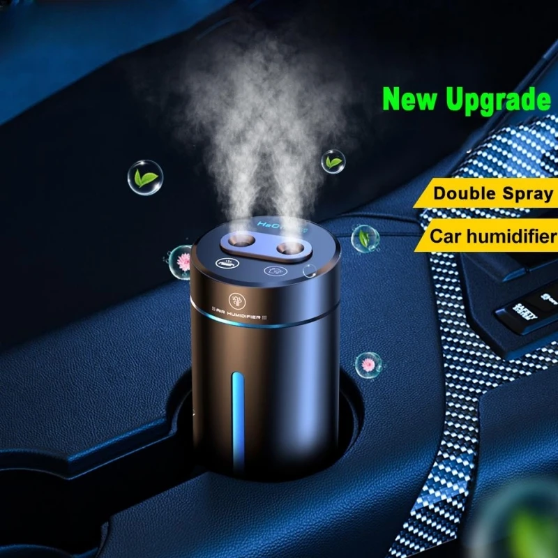 Dual Spray Car Air Humidifier Vehicle Aluminium Alloy USB Charging Mini Essential Oils Diffuser Air Freshener