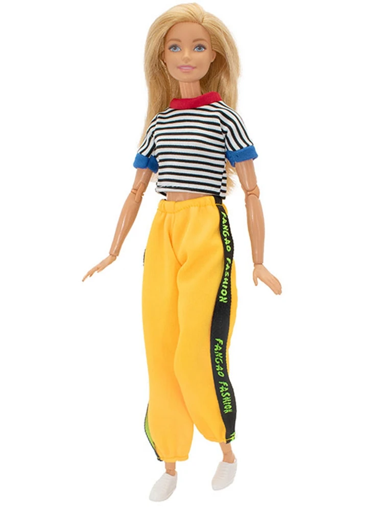 Moda colorida boneca roupas conjunto para roupas barbie esportes