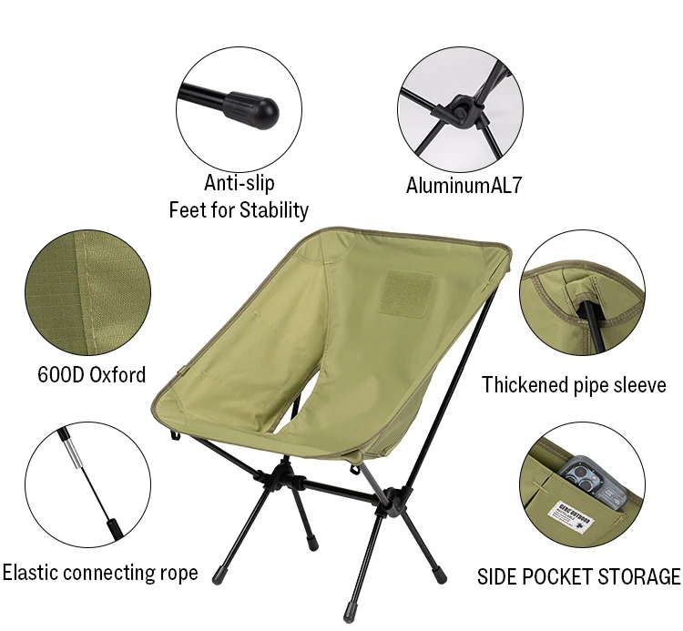Description Picture 5 of itemGERC Outdoor Camping Lightweight Cycling Folding Chair Adult Child Seat Portable Storage Moon Tactical Chair