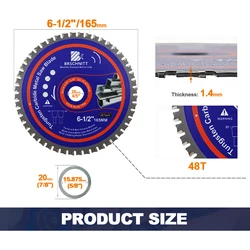 Alloy Circular Saw Blade for Cutting Iron and Steel Rebar (165mm)