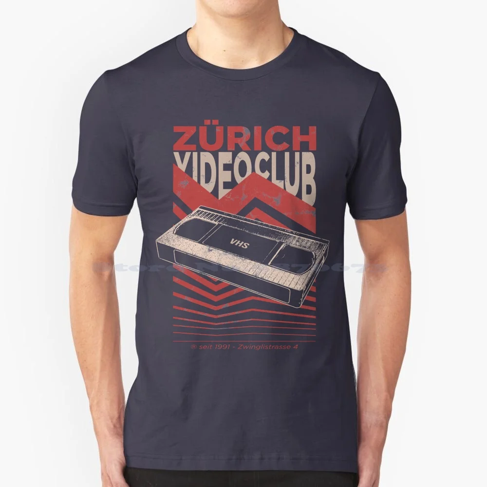 Maglietta Del Club Video Di Zurigo 100% Cotone Tee Zurigo Zurigo Video Club Cassette Anni '90 Vintage Retro Nostalgia