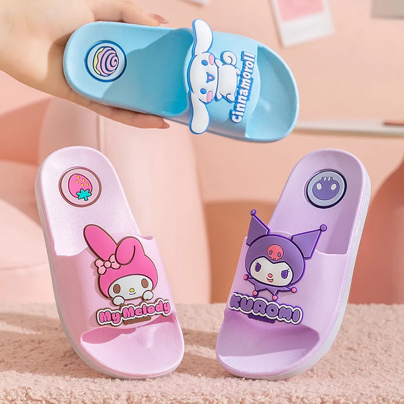 

Kawaii Sanrio Children's Slippers Kuromi My Melody Cinnamoroll Summer Girls Sandals Cute Cartoon Anti-Slip House Slippers