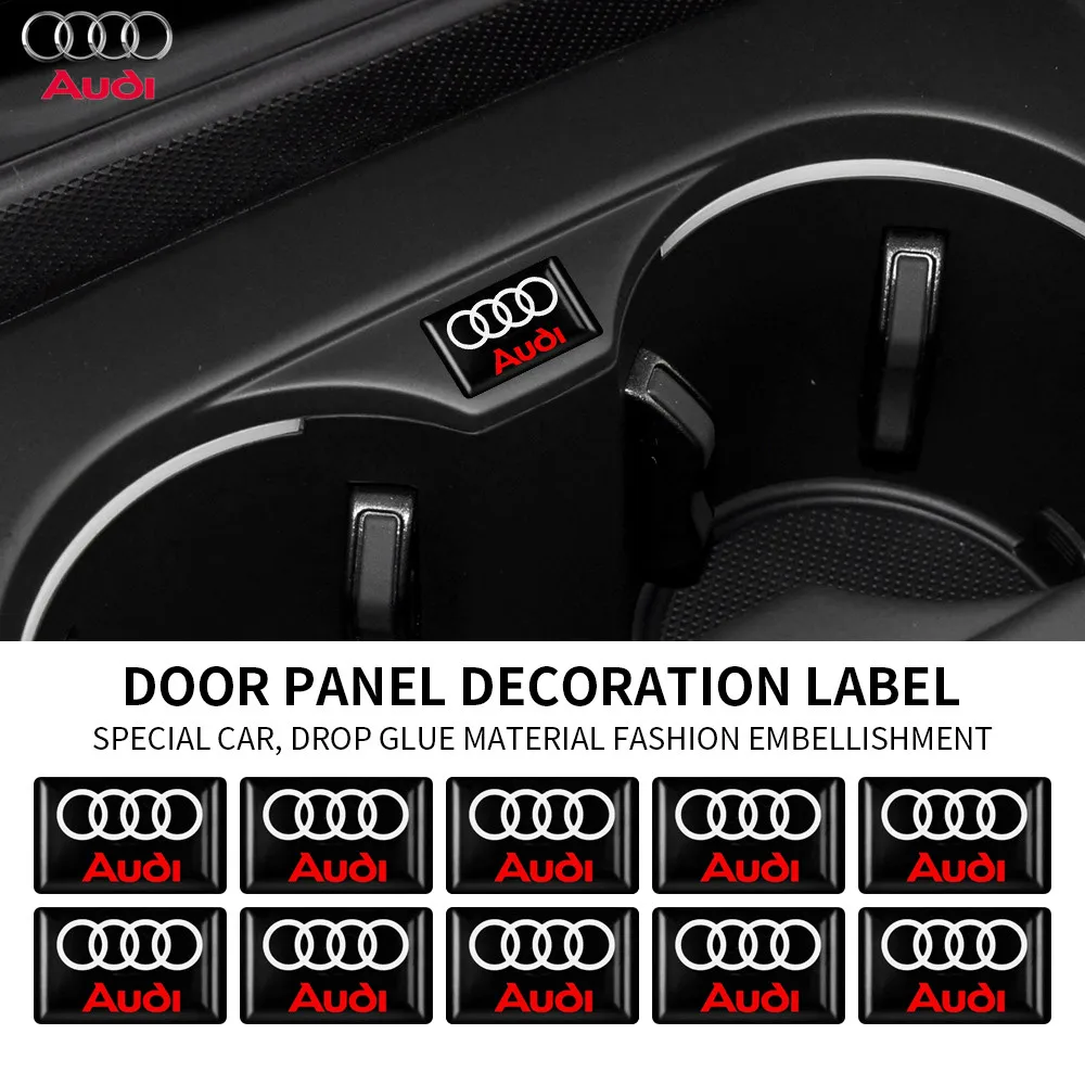 10Pcs 3D Car Styling Epoxy Emblem Badge Stickers Per Audi A4 B5 B6 A3 8P 8V 8L A5 A6 C6 C5 A1 A7 A8 Q2 Q3 Tt Accessori Per Merci