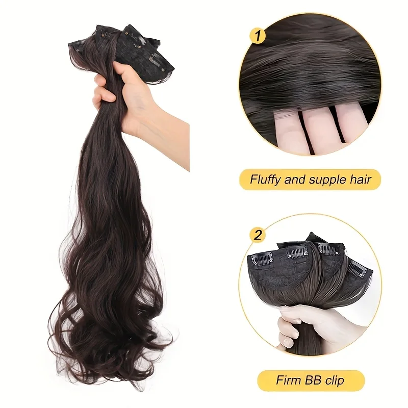 Synthetic women's hair cutting set 3pcs-natural wavy hair extension invisible BB clip fixed to women's hair heat-resistant wig