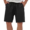 Summer Mens Linen Elastic Shorts Lightweight Cotton Trousers Pockets Breathable Beach Pants Fitness Sweatwear Shorts Men 4