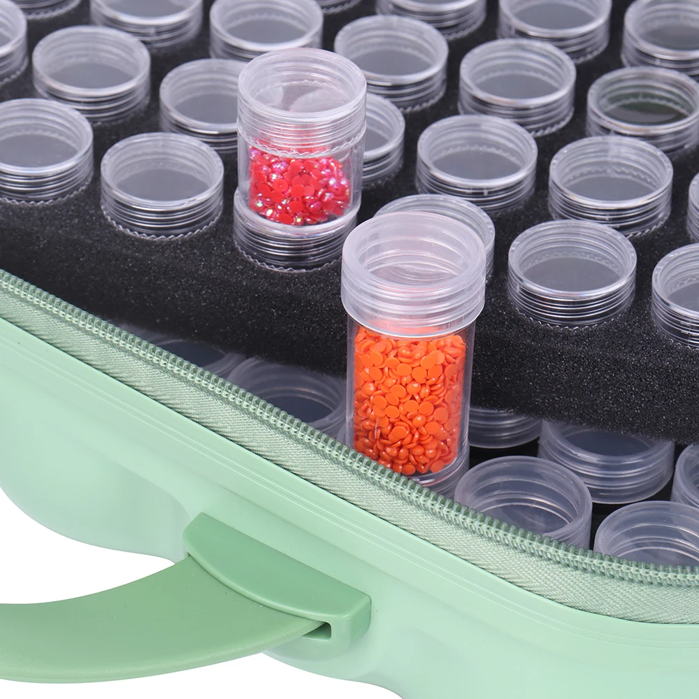 2 layer 140 Round Bottles Green Storage Box 5D Diamond Painting Accessories Tools Container Bag Carry Case Embroidery Mosaic