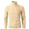 Autumn and Winter New Men's High Neck Pullover Long Sleeved Fashionable Striped Knitted Sweater Warm and Casual Slim Fit Outfit 5