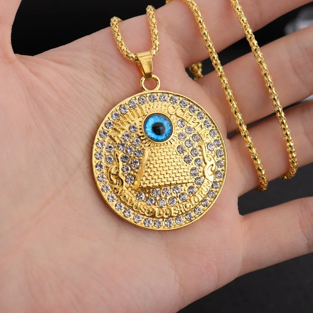 

Classic Blue Eye Pendant Necklace Retro Eye of God Pendant Necklace for Men Women Personality Religious Party Jewelry Gift