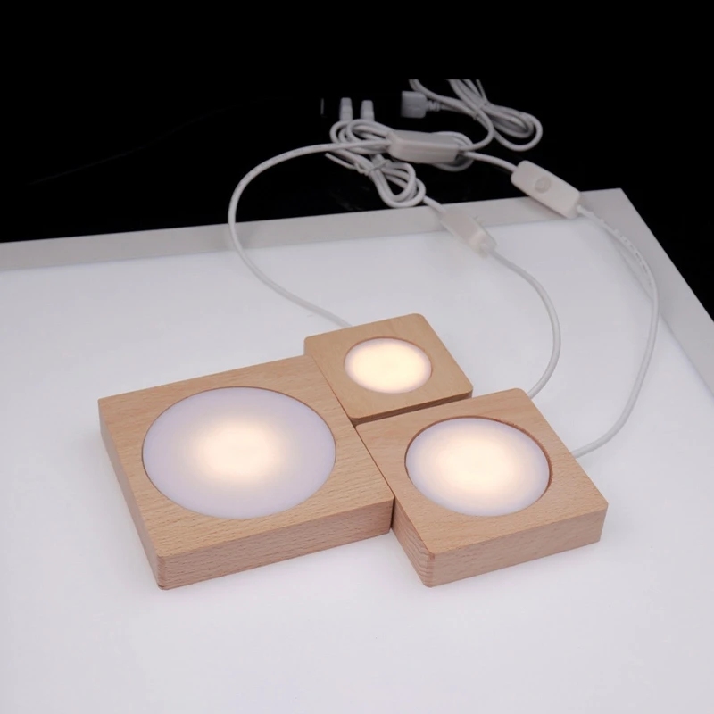 LED 조명 디스플레이 자료 나무 조명이 USB LED 라이트 베이스 스탠드 데스크탑 디스플레이 자료 DIY 장식 장식품