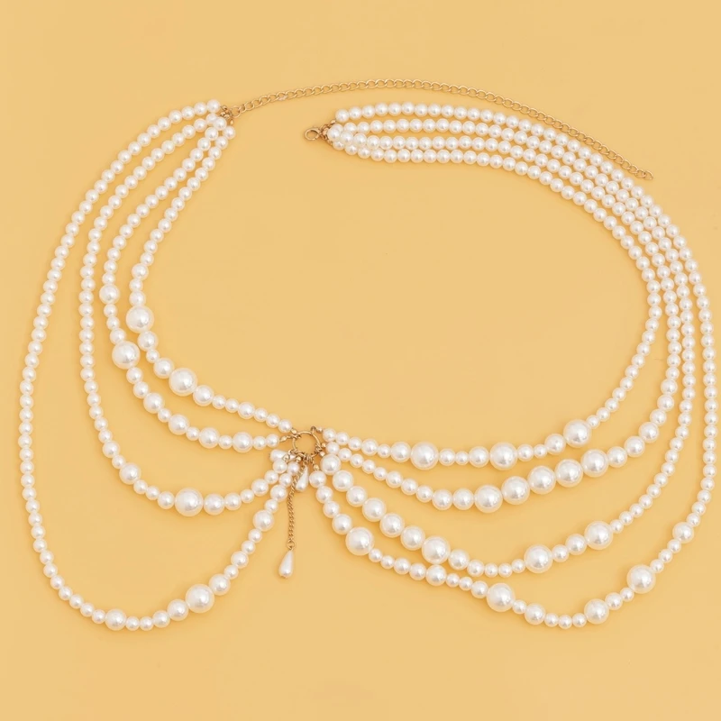 Pearls Body Jewelry Chest Chain Pearl Bra Chain Pearls Body Chain Bra And Bottom