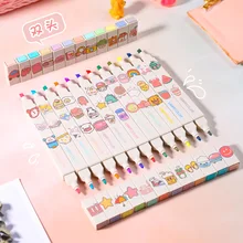 

Exquisite Boxed 6 Color Double-headed Highlighter Pen Set Simple Marker Pens for School Drawing Graffiti Art Stationery Supplies