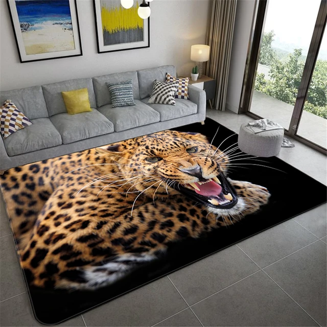 Comprar Alfombra con patrón de tigre a la moda en el suelo, alfombra grande  con estampado de animales en 3D, alfombra suave para sala de estar y baño,  antideslizante