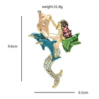 Wuli&baby Charming Mermaid Brooches For Women Enamel Rhinestone Spirits Fish Lady Party Casual Brooch Pin Gifts 2
