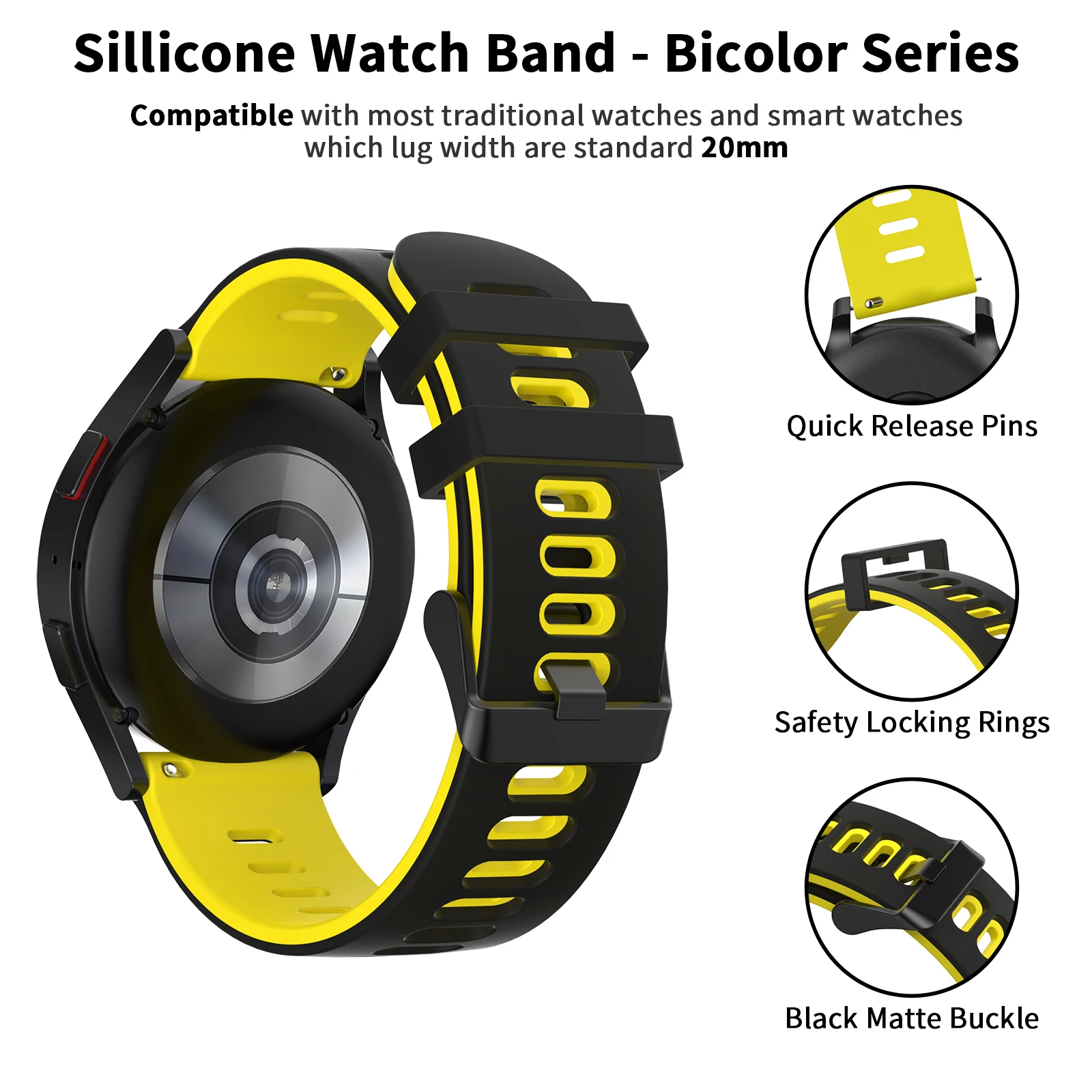 Double Color Watchband - 20mm/22mm Replacement Strap