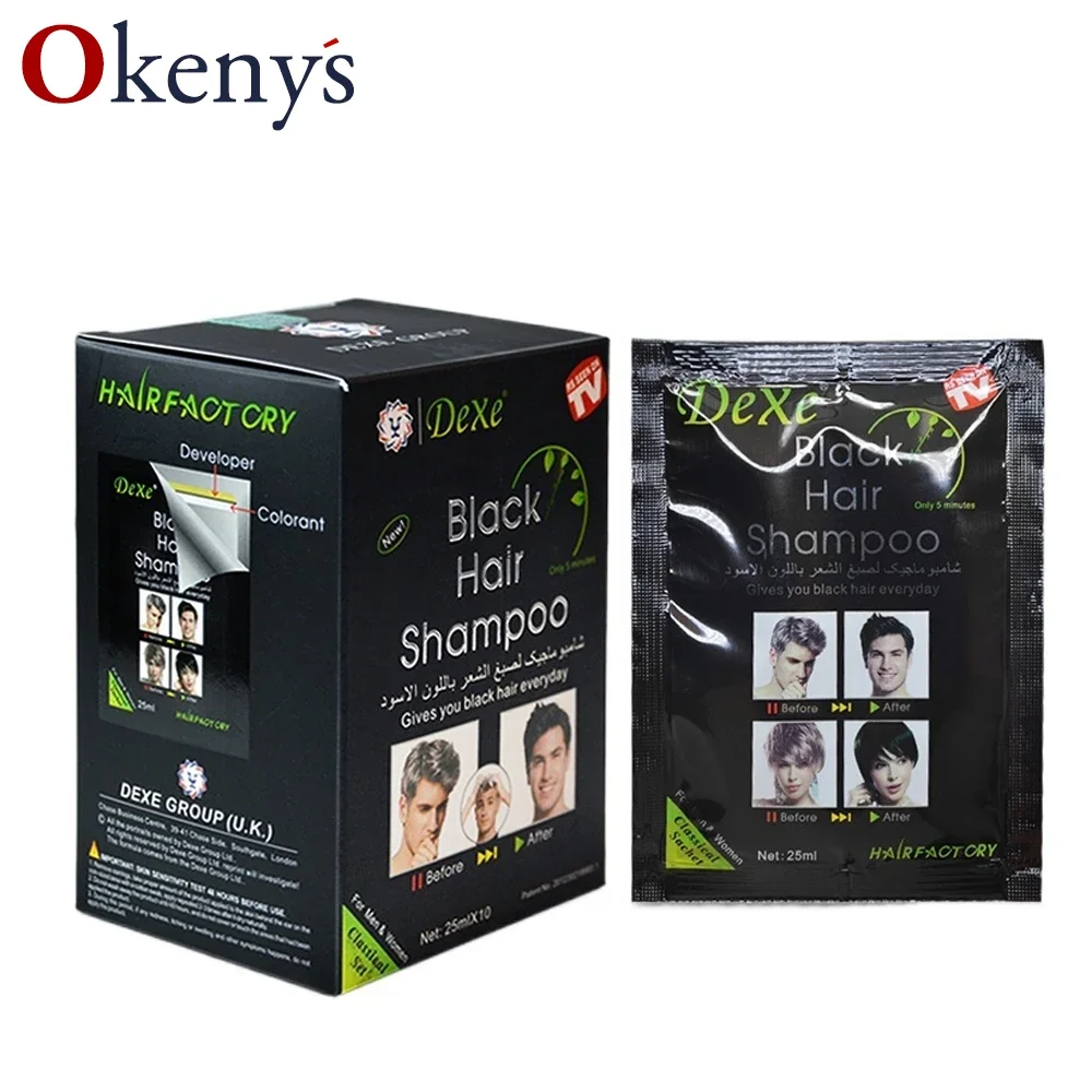 10 Pz/Lotto Dexe Shampoo Colorante Per Capelli Neri Solo 5 Minuti Grigio Depilazione Colorante Colorante Crema Fibre Da Costruzione Cura Dei Capelli