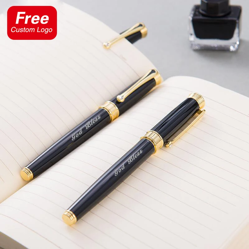 Luxury Private Customized Metal Fountain Pen Writing Smooth Business Supplies School Office Stationery Pens  Advertising Gifts