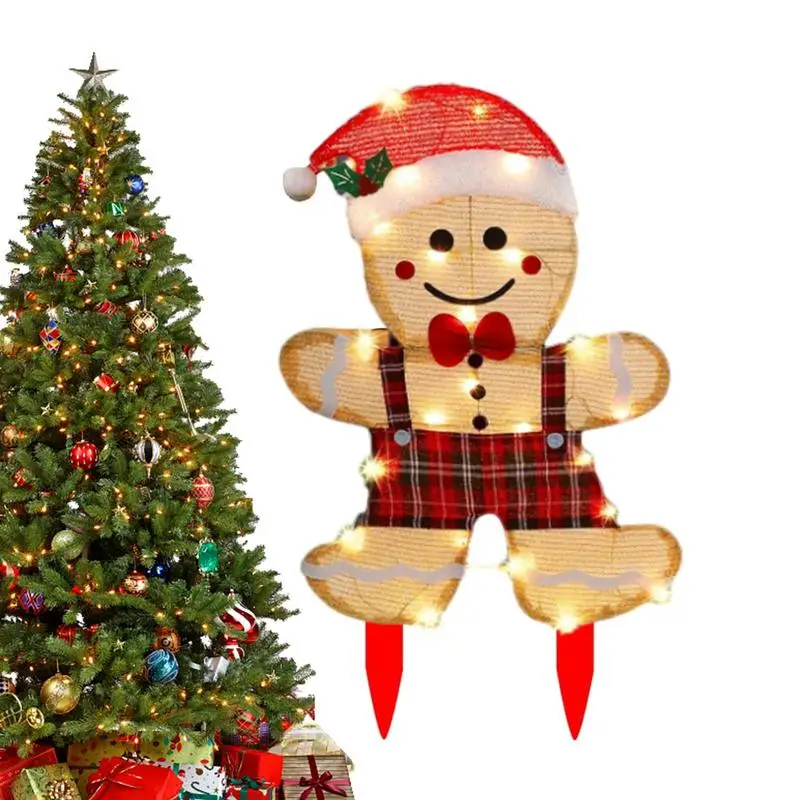 

Уличный освещенный имбирный человеческий имбирь, украшение для имбиря, светящийся аксессуар для украшения фермерского сада, патио, лужайки и