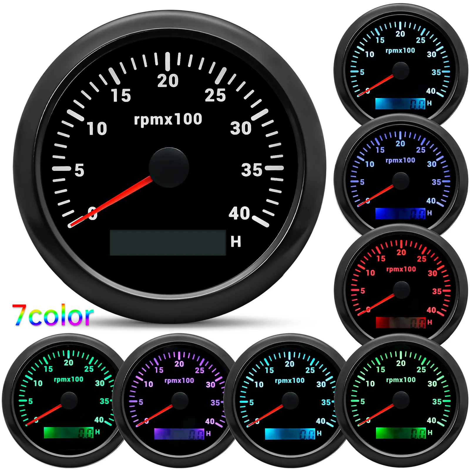 Tachometer Gauge 7 Color BackLight 85MM Tachometer 3000 4000 6000 7000 8000 RPM for Marine Auto Car Boat RV Camper 9-32VDC