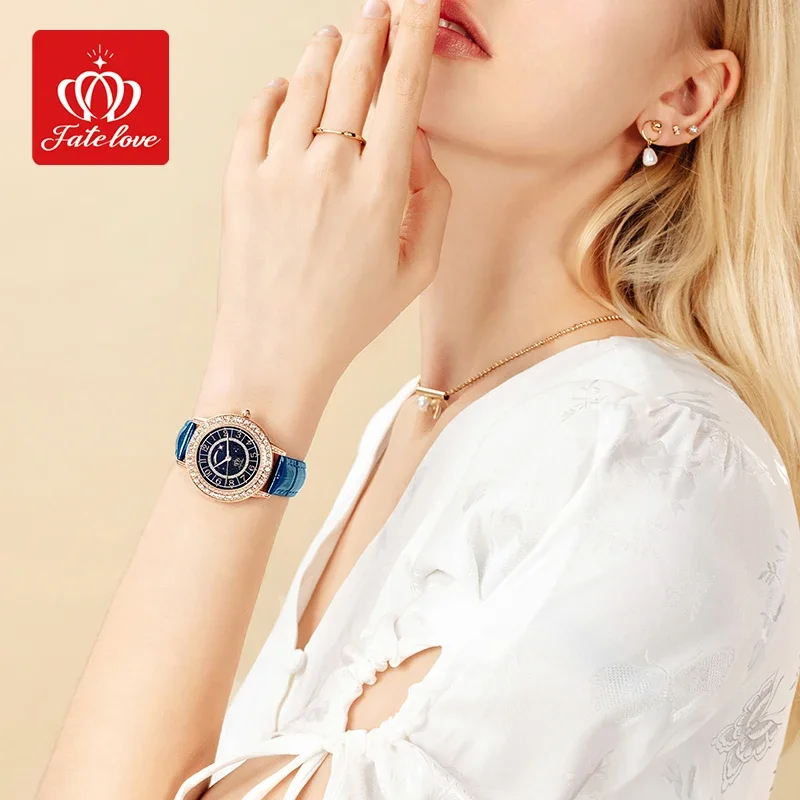 Fate Love 827 Luxury Quartz Watch For Women Fashion Casual Waterproof Strap Elegant Digital Starry Sky Glow Dial Women's Watches