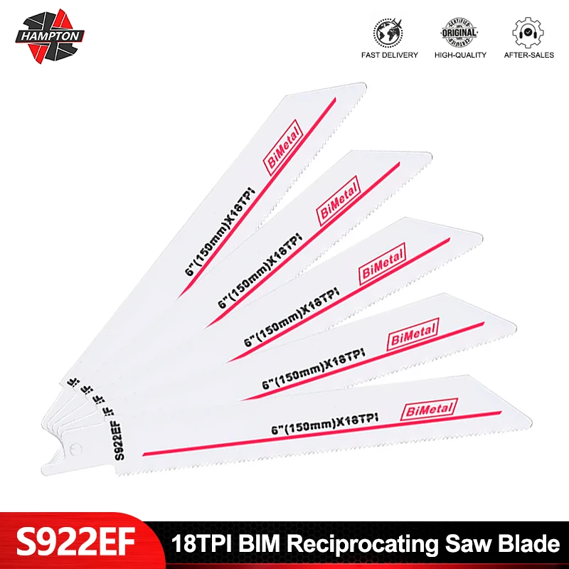 HAMPTON Säbelsägeblatt S922EF 18TPI BIM Stichsägeblatt (150 mm) 6'' Hartstahl Holz Metall Schneidblatt