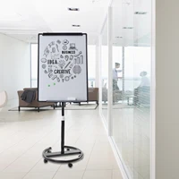 Magnetic Whiteboard Flipchart Easel 28" x 40" Mobile Dry Erase Board with 5 Wheels Height Adjustable for School Office & Home 2