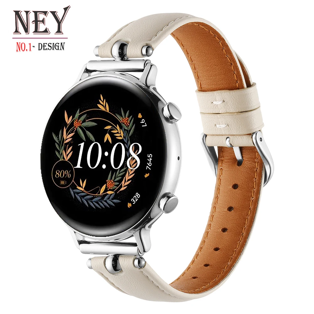 luxury Leather loop for Samsung Galaxy watch 6/5/pro/4/classic 43mm 47mm 20mm band Genuine Design bracelet Huawei Gt 2-2e strap