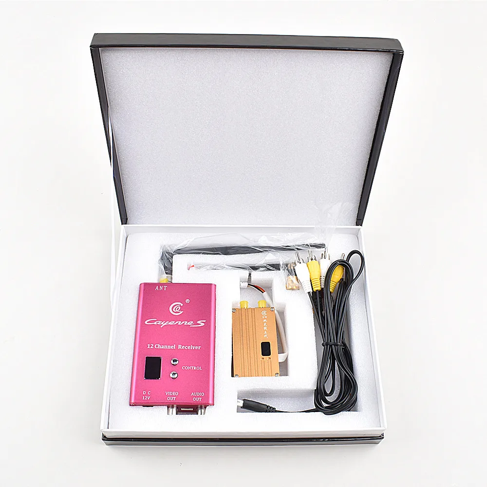 ワイヤレスアナログビデオトランスミッター,1.2g,8W,12ch受信機