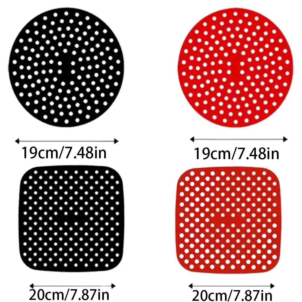 Air Fryer Liner Mat 4PCS Silicone Air Fryer Liner Mat Non-stick Perforated Baking Multi-Specification Mat Accessories Bakeware Silica Gel