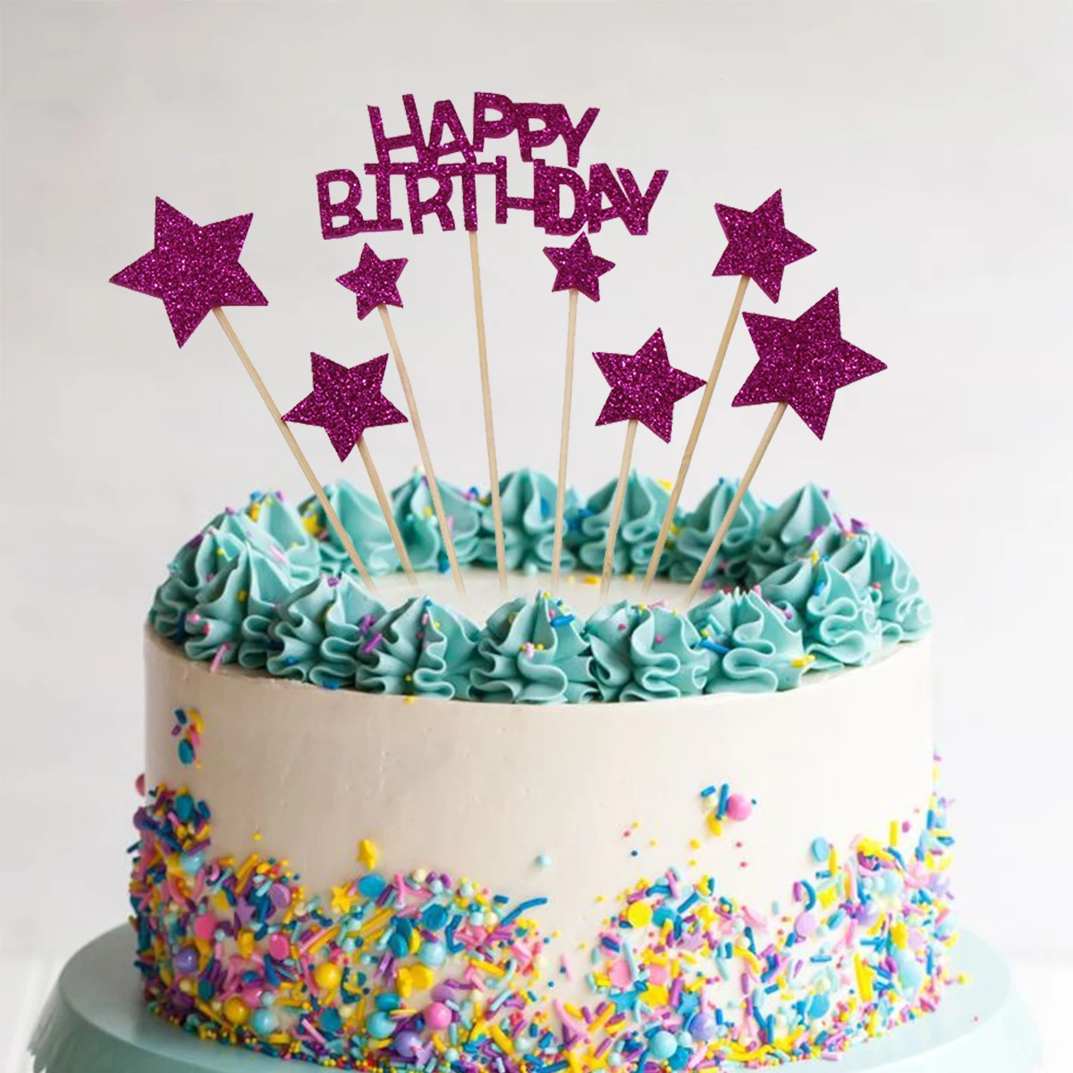 1 Set Glitter Star Happy Birthday Cake Topper Paarse Cake Decoratie Kids  Verjaardagsfeestje Decoraties Baby Shower Benodigdheden - AliExpress, image size:1200x1200