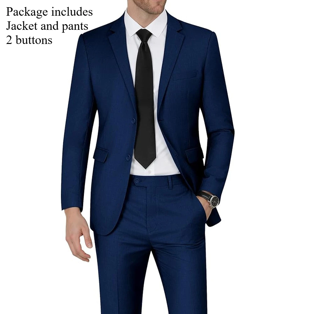 2 Pezzi - Blu Navy - 2 Bottoni