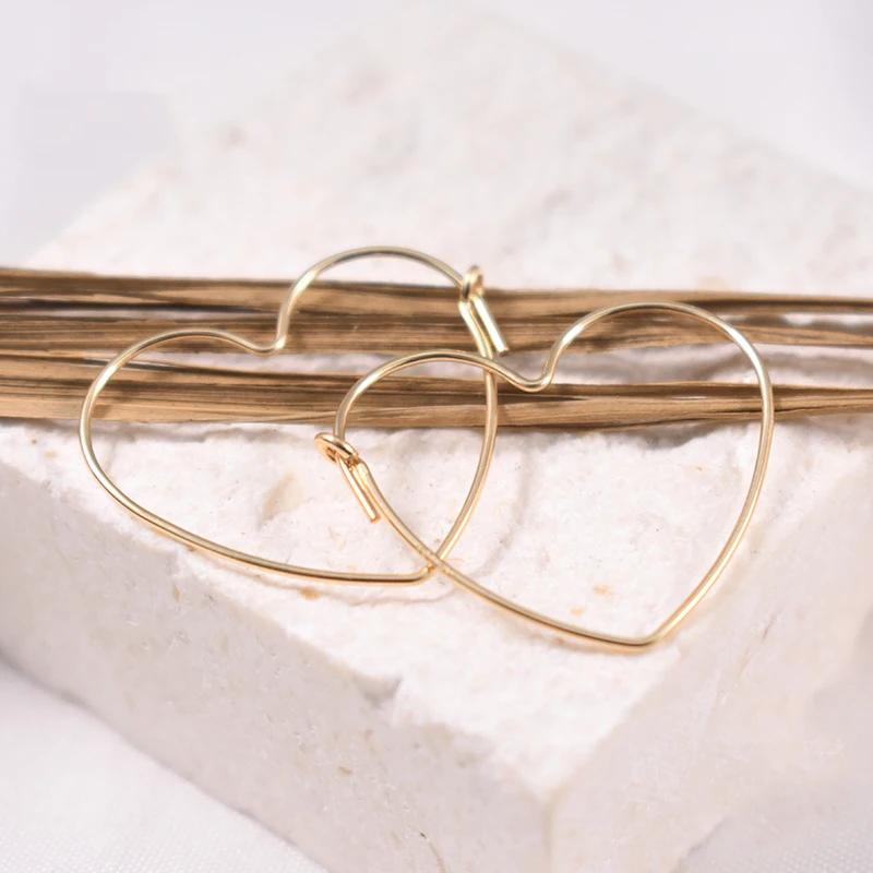 14K Goldfilled Herzförmige Creolen Goldschmuck Gold-Creolen Brincos Pendientes Oorbellen Boho Damen-Ohrringe – Detail 8