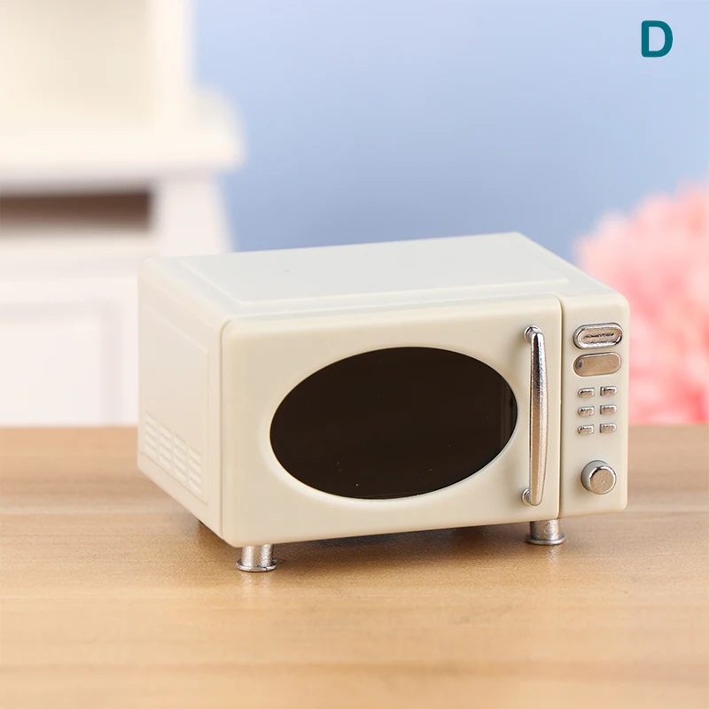Miniature Dollhouse Kitchen Appliance Set: Microwave, Oven, Bread Cabinet, and Steamer Box Accessories