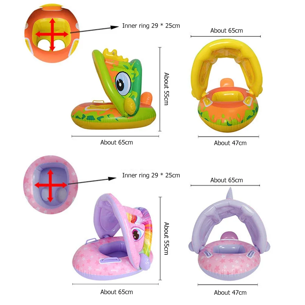 Inflatable Swim Ring Baby PVC Floating Sunshade Seat for Kids Children Pool Bathtub Beach