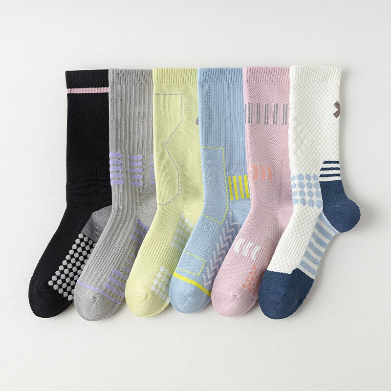 Cycling Socks 2 Pairs Compressfit Cycling Socks Shock Absorbing Breathable Anti-Slip High-Elasticity Women Socks