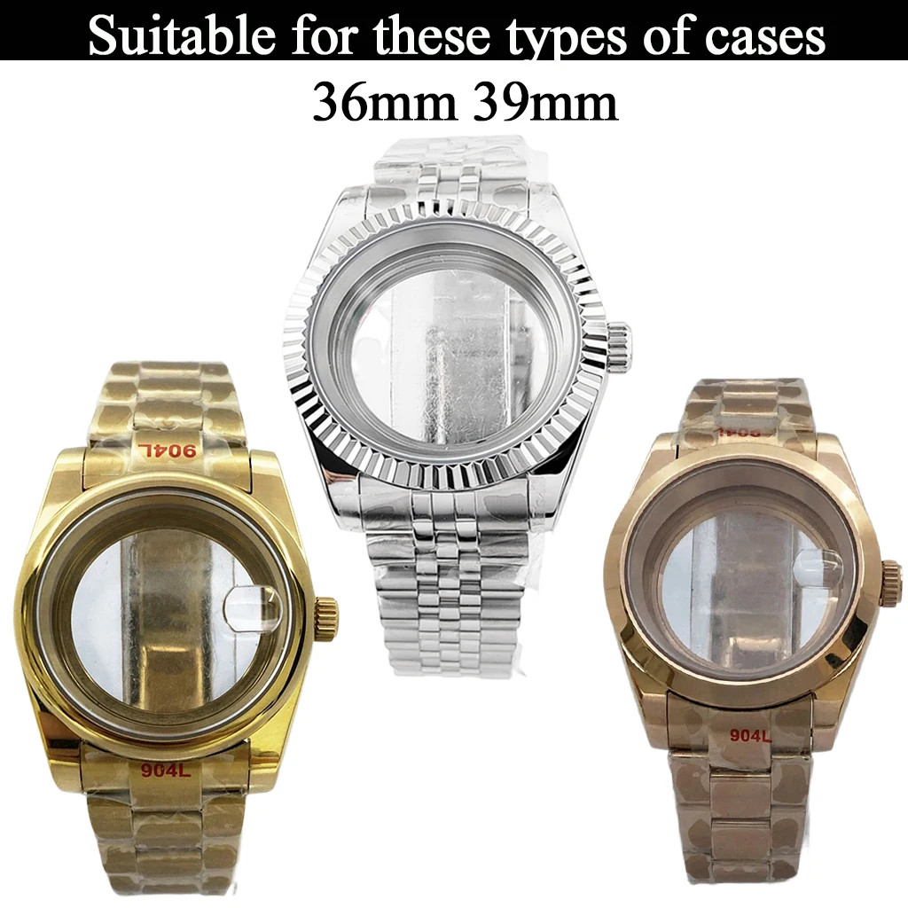 Rose Gold Solid Stainless Steel Glass Watch Case Bottom Cover