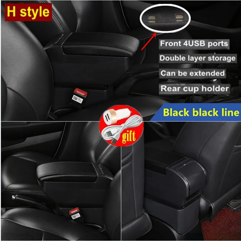 GAFAT V-W UP/Seat MII/Sko-d-a Citigo 2013-2022 2023 Accoudoirs, Console Centrale Boîte D'accoudoir Accoudoir Central Boîte De Rangement, Avec Compartiment De Rangement Et Porte-gobelet (Noir