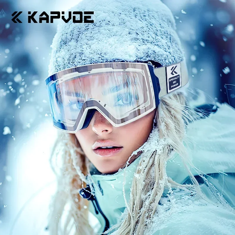 Ski Goggles Set KAPVOE Color Photochromic Double Magnet Adsorpt Layers
