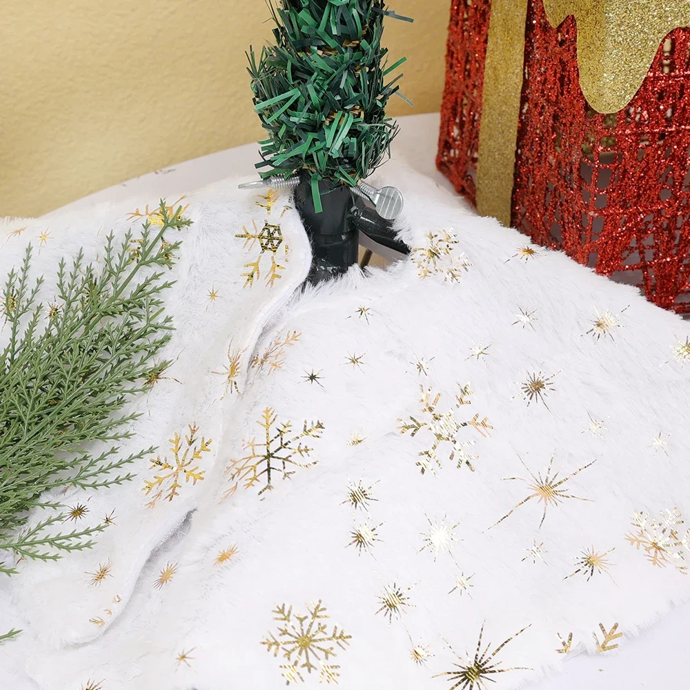 15 inch 38 cm Plush Christmas Tree Skirt White Faux Fur Xmas Trees Sequin Carpet Mat Small Skirts Home Party Decorations christmas tree skirt