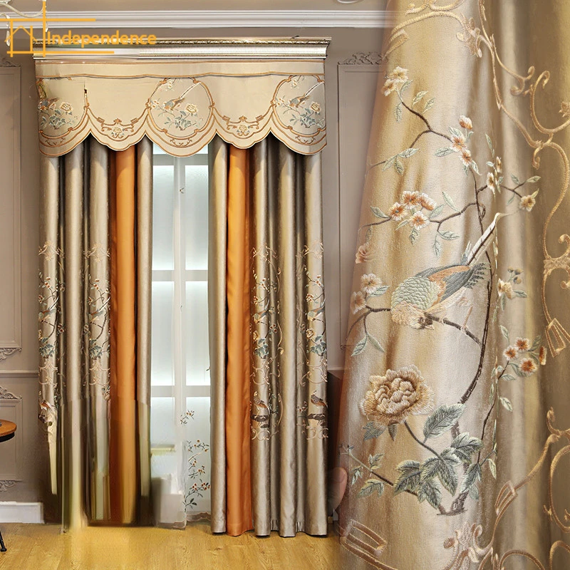 

Custom New Curtains for Living Dining Room Bedroom Chinese Classical Atmosphere Luxury Balcony Blackout Embroidered Yarn