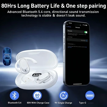 OWS Earphones Over-Ear Open-Ear Wireless Bluetooth Headphones Style Noise Cancellation Rotatable Feature With Mic Portable Audi 3