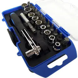 23 pçs manga chave de fenda conjunto catraca chave soquete chave chave broca combinação kits para bicicleta do carro rápida ferramenta reparo doméstico