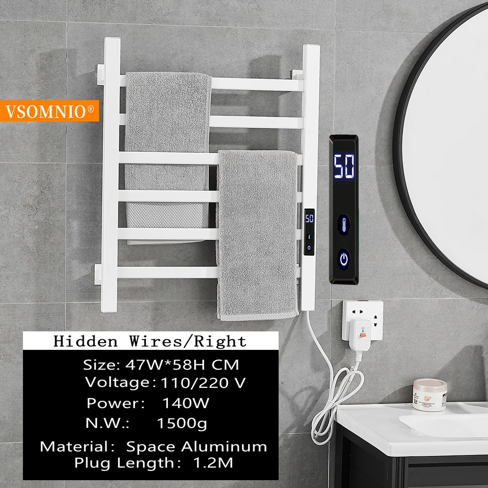 Electric Towel Warmer Bathroom EU Plug Towel Rack Electric Heated Towel  Warmer Temperature u0026 Time Control - AliExpress