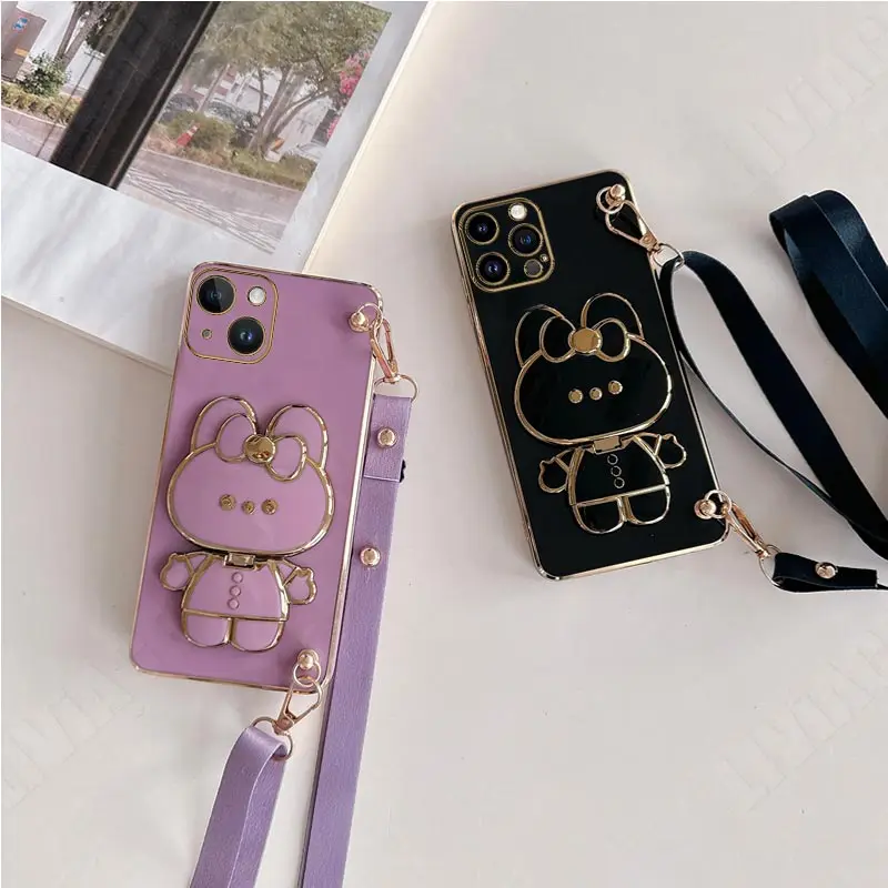 Mirror Rabbit Crossbody Lanyard Phone Case Cover